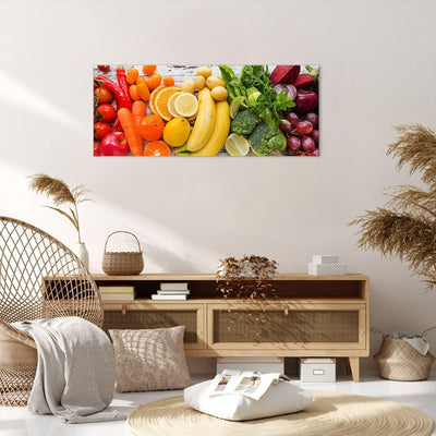 Wandbilder Dekoration Wohnzimmer Essen Gemüse Essen frisch Panorama Bilder auf Leinwand 120x50cm Lei