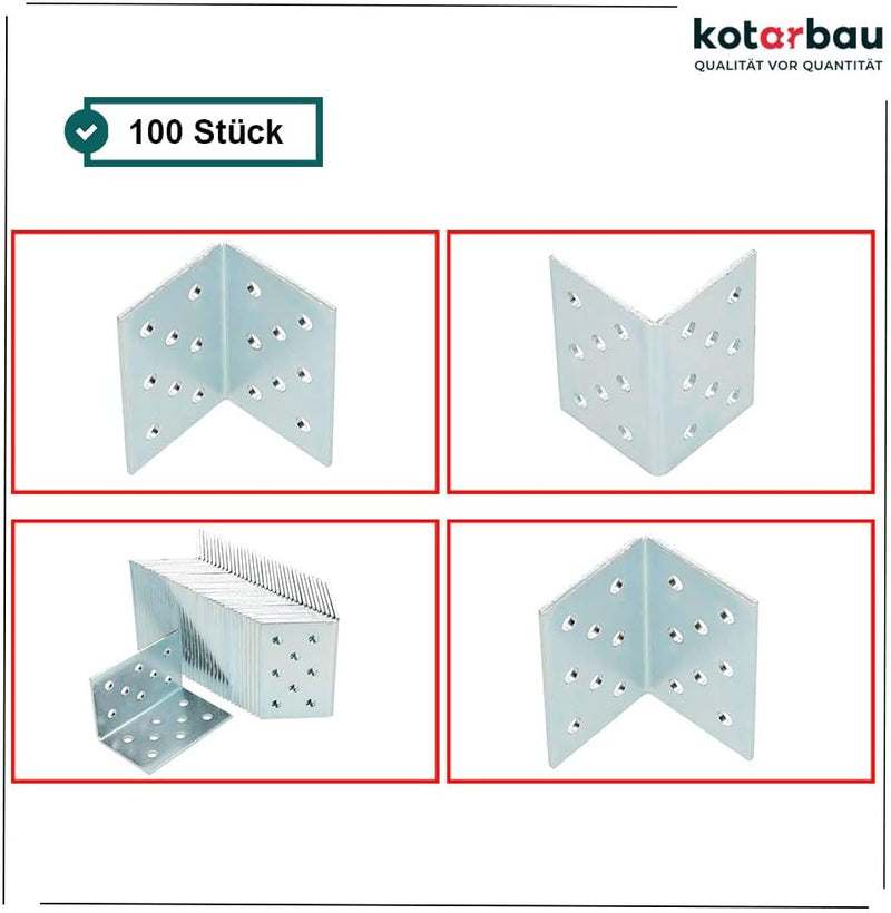 KOTARBAU Winkelverbinder 40 x 40 x 60 x 2 mm mit Stahl Bauwinkel Montagelöcher Möbelverbinder Verzin
