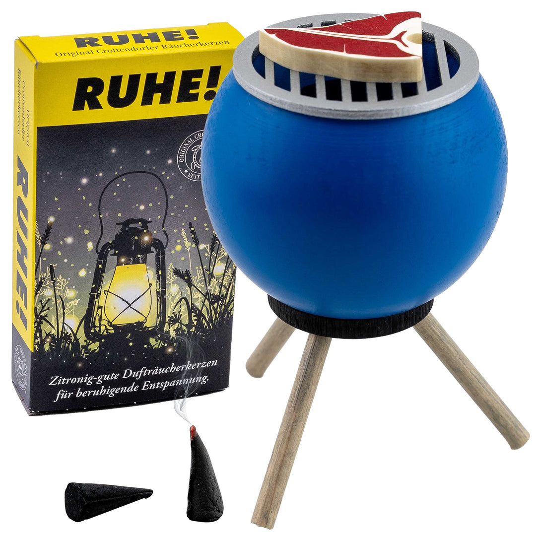 Seiffener Volkskunst | Räucherofen Grillofen | Räucherfigur 10 cm | Grill + Räucherkerzen Ruhe | Räu