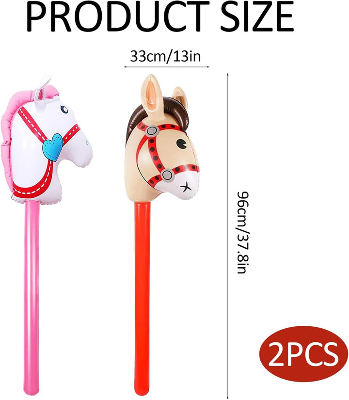 2 Stück Hobby Horse, Steckenpferd Aufblasbare, 100*33cm Aufblasbares Pferdespielzeug, Steckenpferde,
