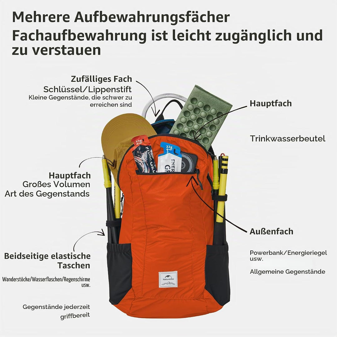 Naturehike Ultraleichter Rucksack Faltbarer Rucksack 18L/25L Trekkingrucksack Herren Damen Wanderruc