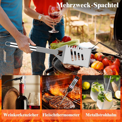 Grilliance 38 Stücke BBQ Grillbesteck Set Edelstahl Grillzubehör für Männer Geschenk Geburtstag Hoch