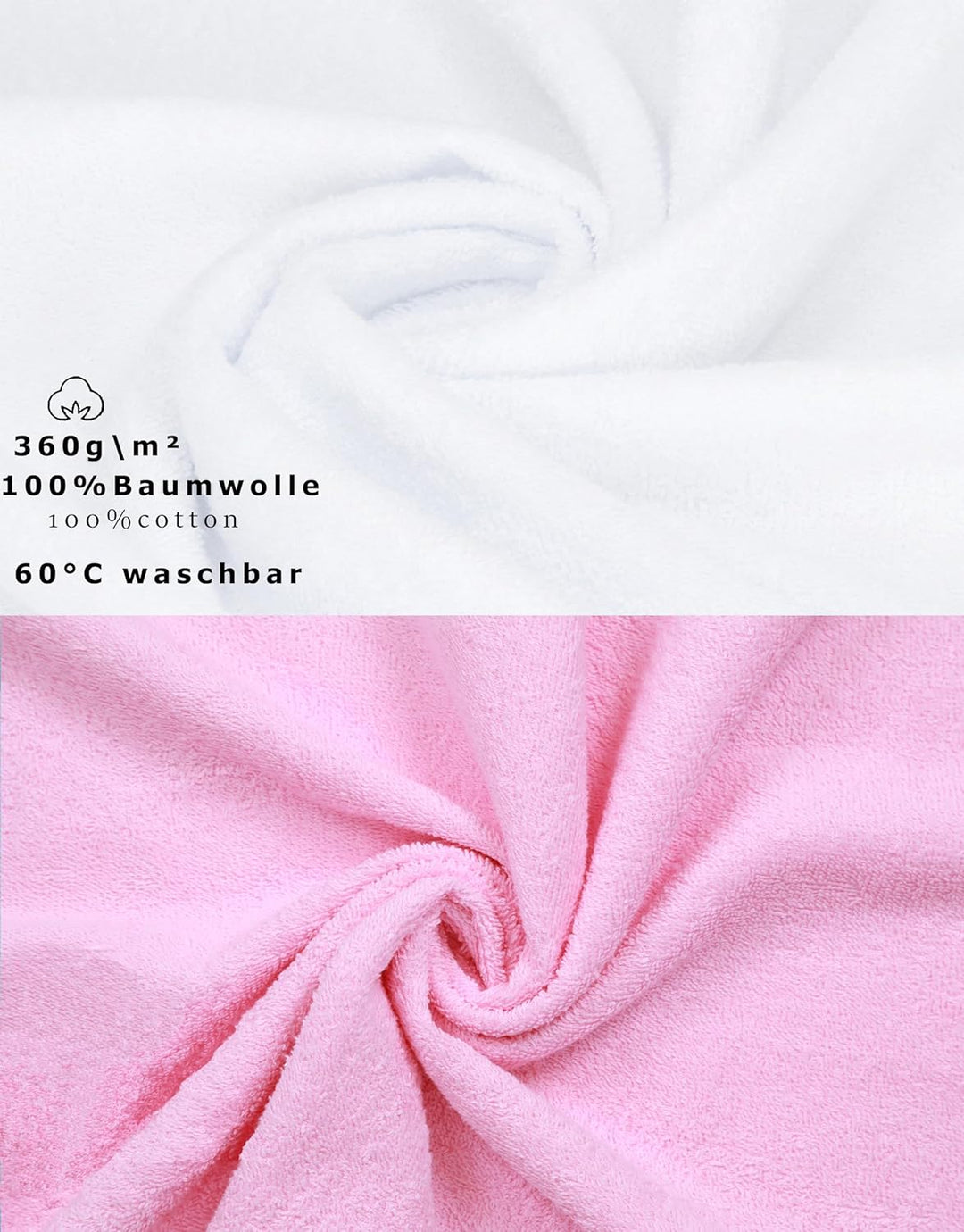 Betz 12 Stück Handtücher Palermo 100% Baumwolle 12 Handtücher Grösse 50 x 100 cm Farbe rosé und weis
