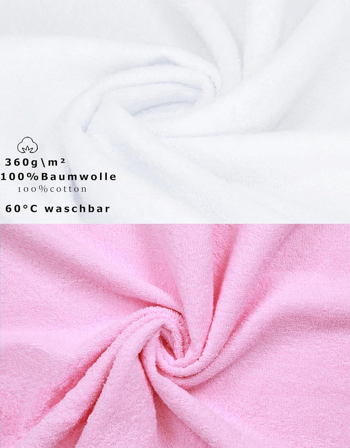 Betz 12 Stück Handtücher Palermo 100% Baumwolle 12 Handtücher Grösse 50 x 100 cm Farbe rosé und weis