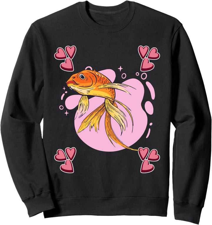 Damen Goldfisch Zeichnung Mädchen Goldfisch Sweatshirt