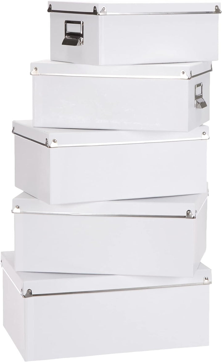 Zeller 17951 Boxen-Set, 5-tlg., Pappe, weiss, 1 - Pack, Weiss