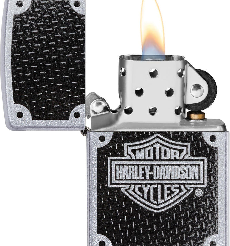 Zippo 24025 Feuerzeug 60001201 H-D Carbon Fibre Benzinfeuerzeug,Messing,SatinChrome,1x3,5x5,5cm