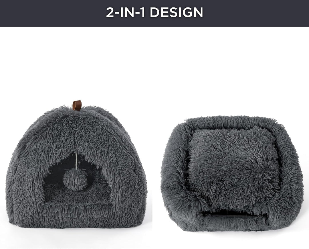 BEDSURE Katzenbett grosse Katzen Katzenhöhle- 40x40x40 cm Plüsch Katzenhaus Indoor mit abnehmbarem K