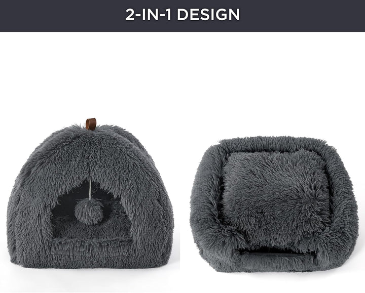 BEDSURE Katzenbett grosse Katzen Katzenhöhle- 40x40x40 cm Plüsch Katzenhaus Indoor mit abnehmbarem K