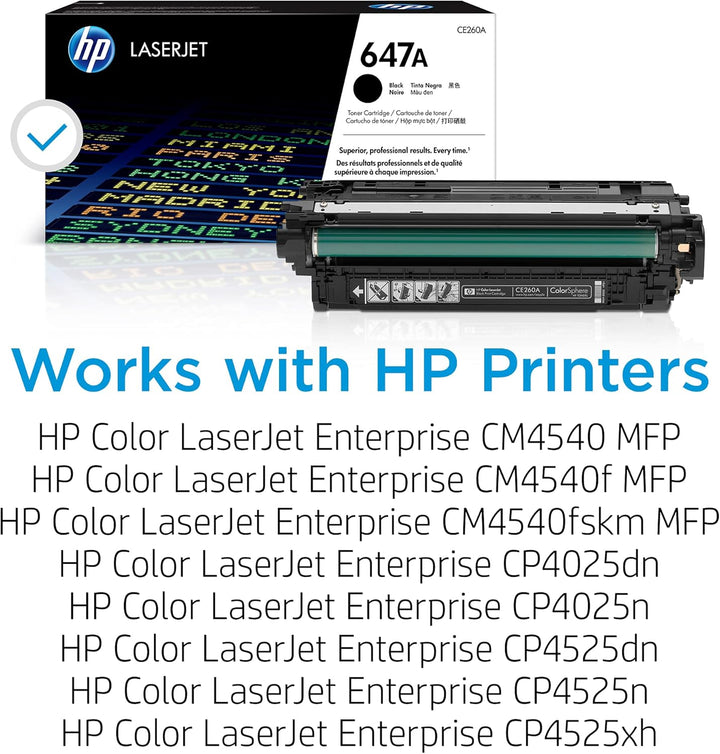 HP 647A (CE260A) Schwarz Original Toner für HP Color Laserjet Enterprise CP4025, HP Color Laserjet E