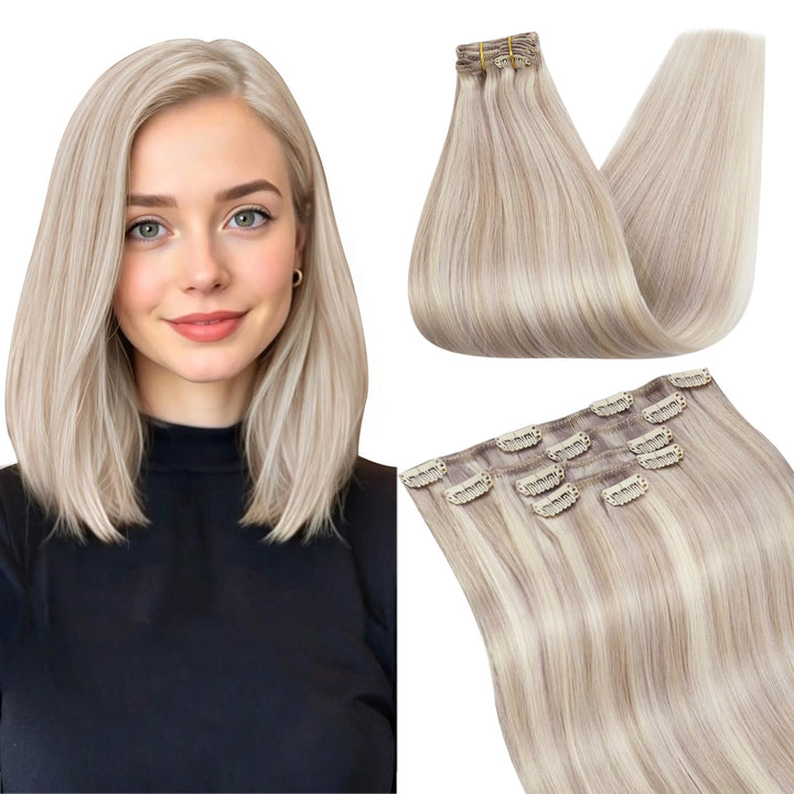 Ugeat Clip Extensions Echthaar Günstig Blond Remy Extensions Clip in Echthaar Blond Clip in Extensio