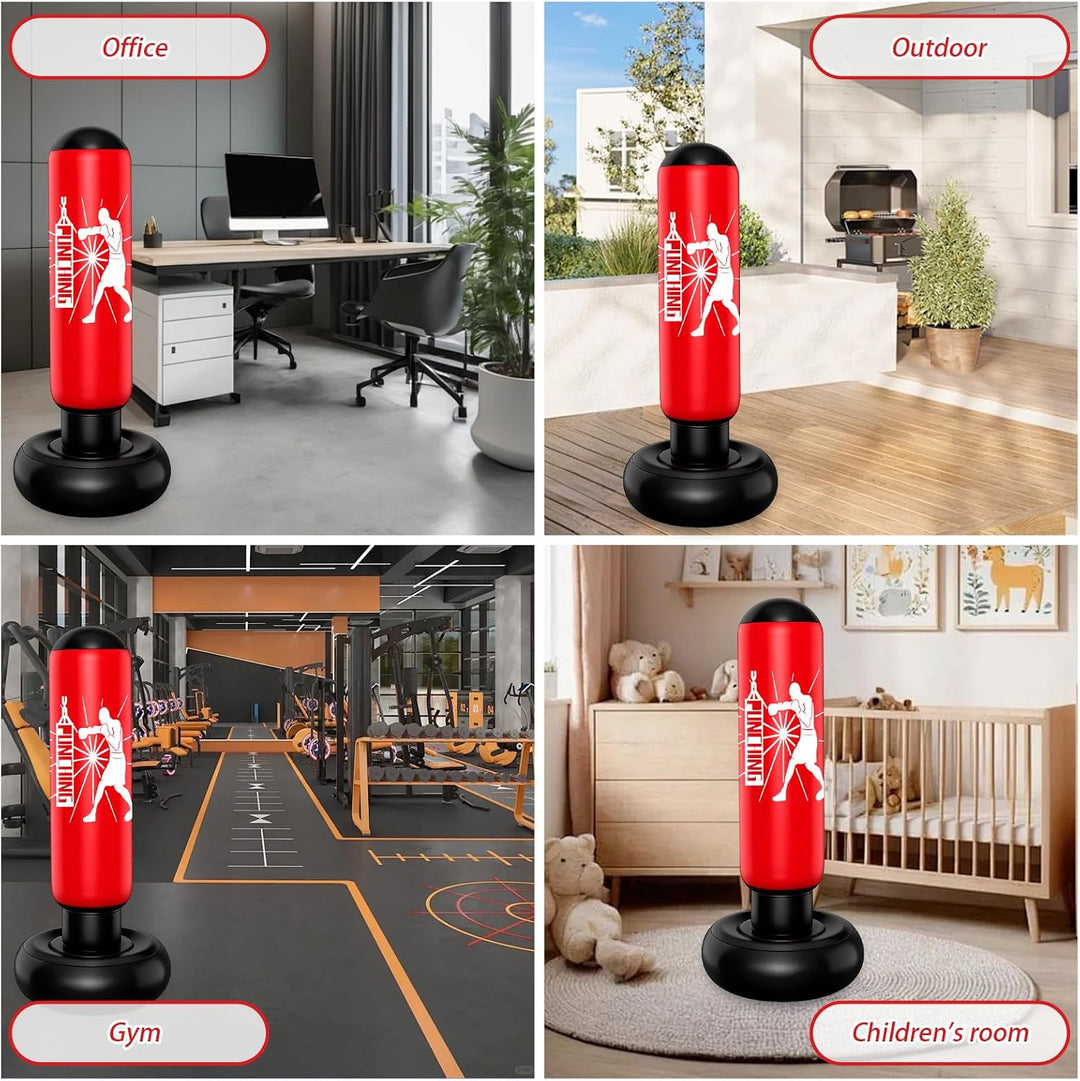 Boxsack Kinder Stehend 160cm - Aufblasbarer Standboxsack Mit Fusspumpe - Punchingball Kinder Für Zuh