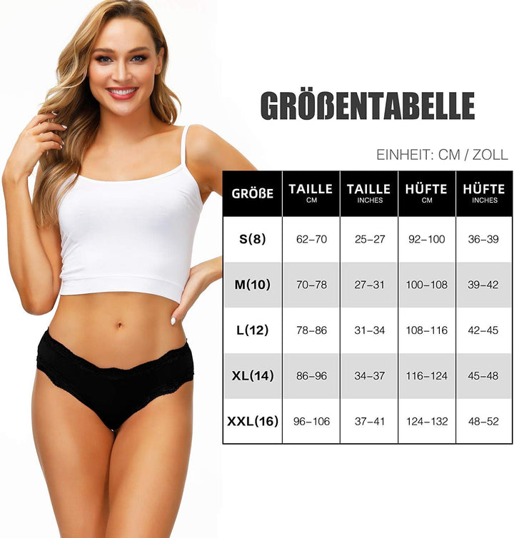 COMSOFT Baumwolle Unterwäsche Damen Höschen Sanft Spitze Hipster Slip Mehrfarbig S Mehrfarbige Slips