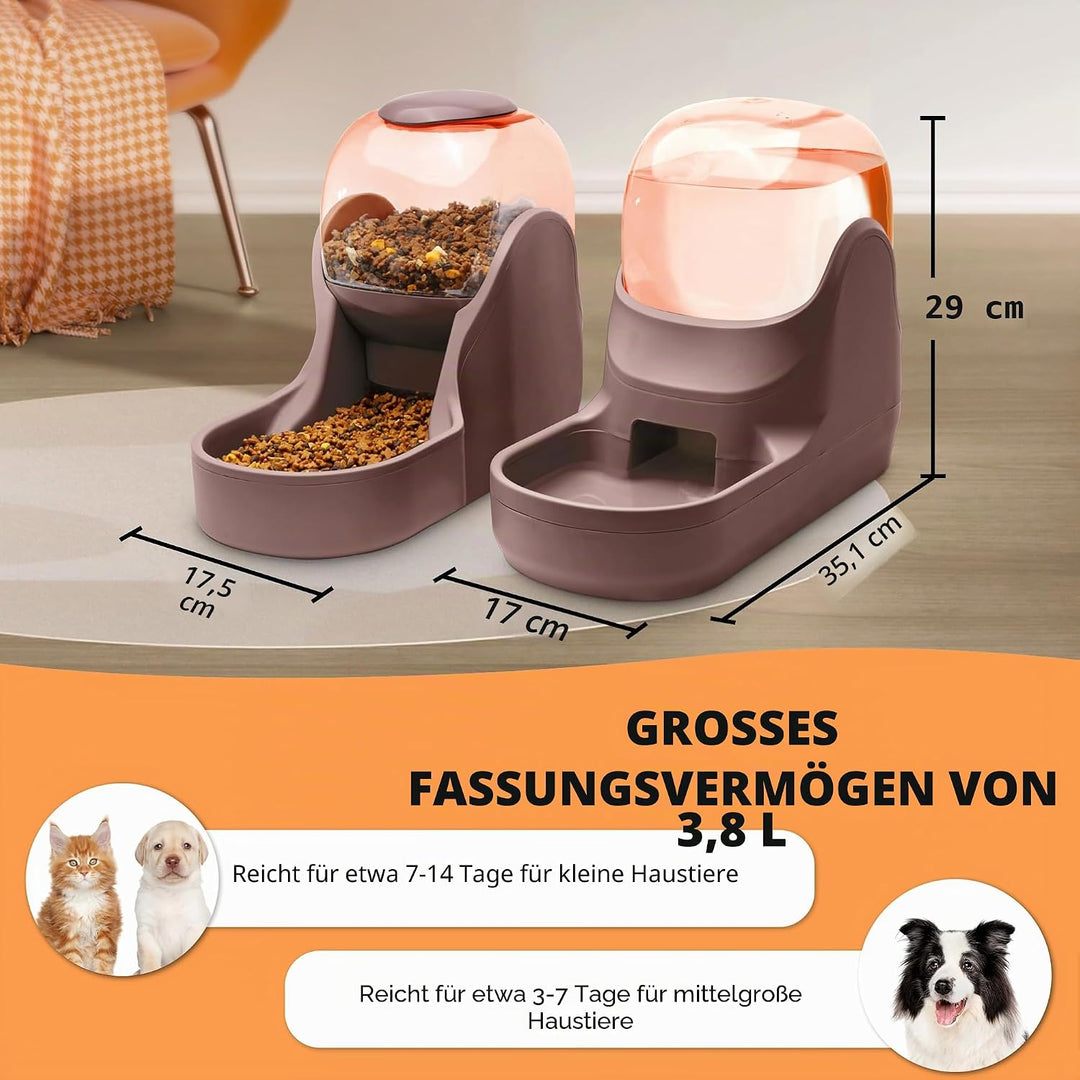Automatisches Futter- und Wasserspender für Hunde, Katzen, Futterspender und Wasserspender, 3,8 l, 2