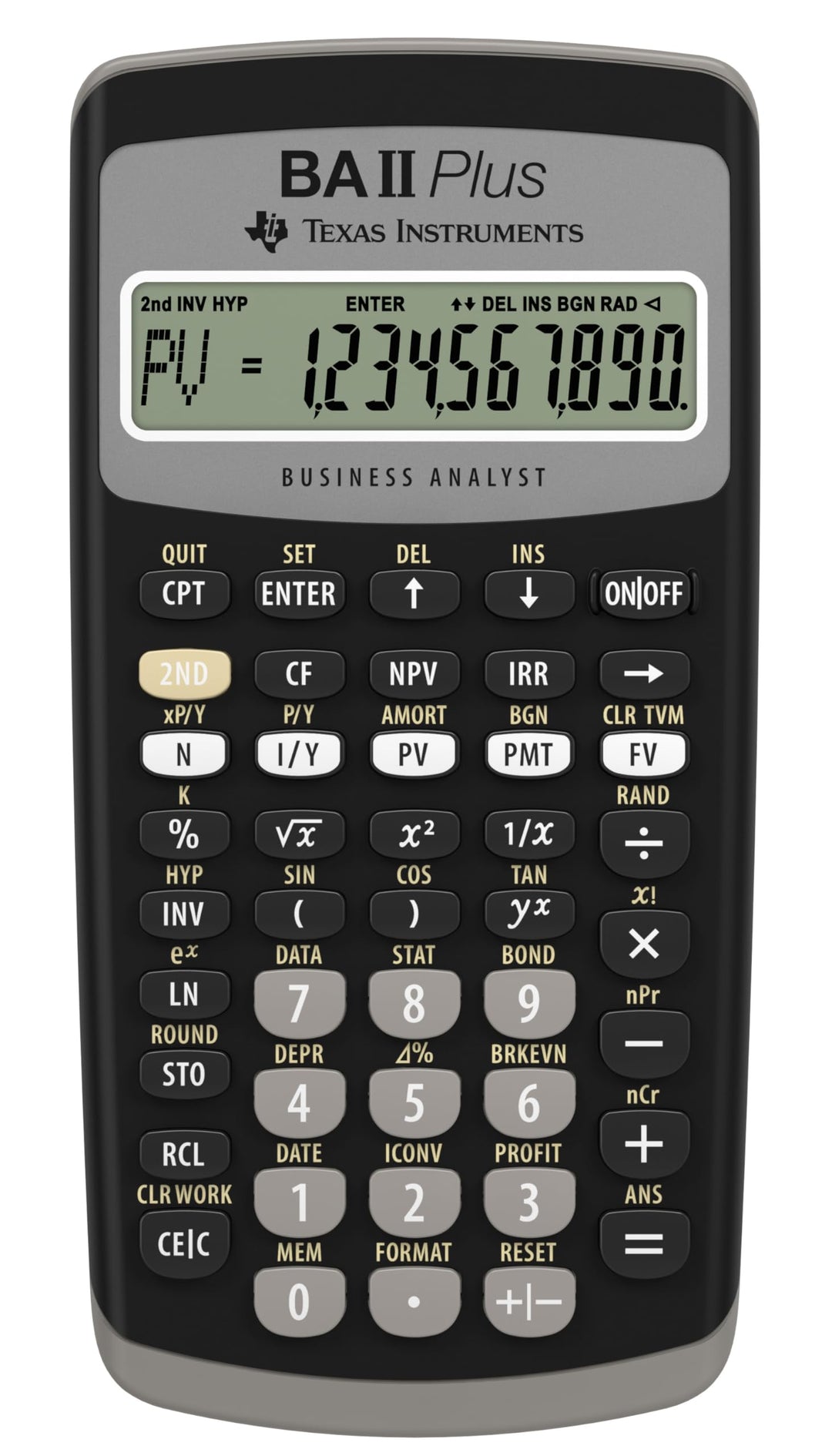 Texas Instruments BA II Plus Taschenrechner (Hosentasche, finanziell, Schwarz, Knöpfe, Akku)