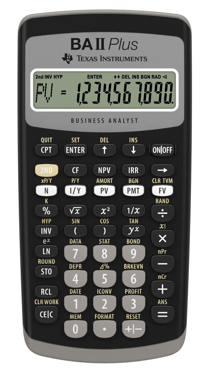 Texas Instruments BA II Plus Taschenrechner (Hosentasche, finanziell, Schwarz, Knöpfe, Akku)