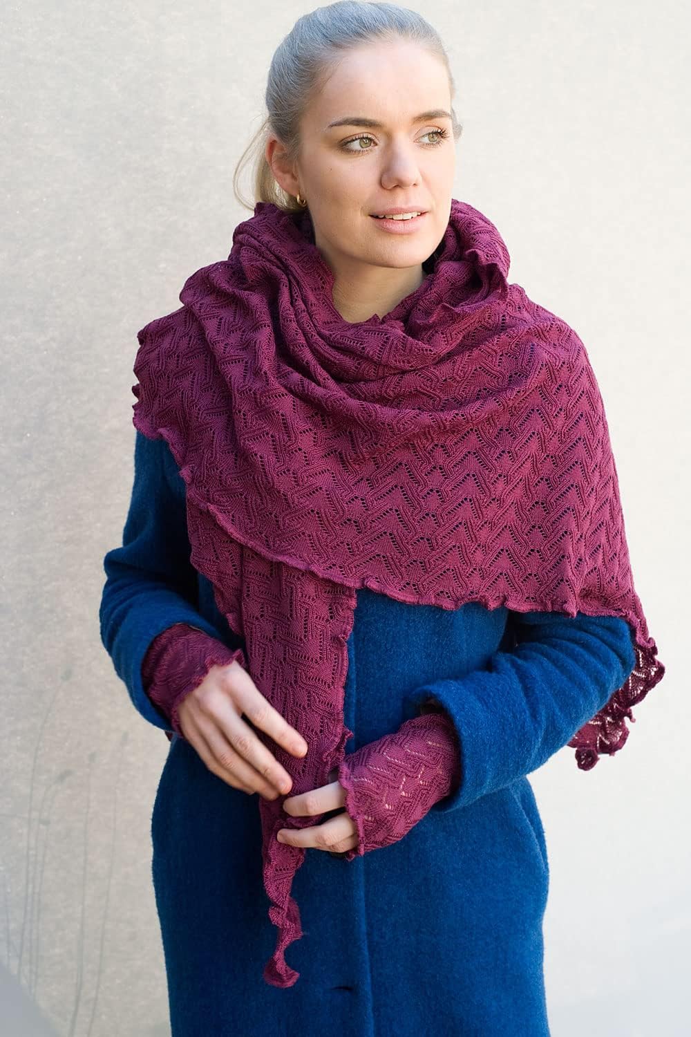 Invero, Merino Armstulpen Missy Uni, 100% Wolle Zyklam, Zyklam