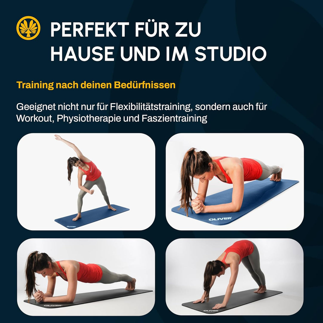 Oliver – rutschfeste Sportmatte quergerillt – Yogamatte für Pilates, Gymnastik &amp; Fitness – hautfreun