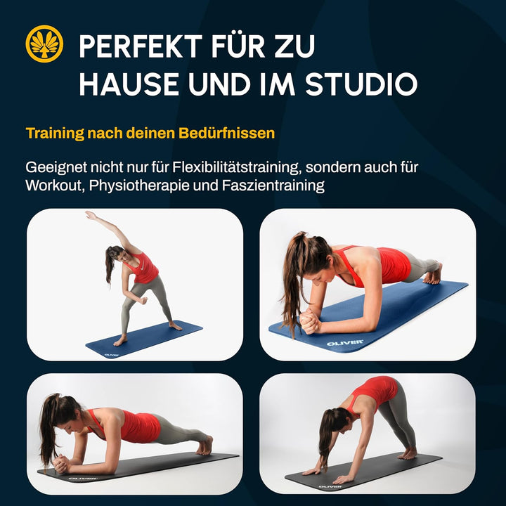 Oliver – rutschfeste Sportmatte quergerillt – Yogamatte für Pilates, Gymnastik &amp; Fitness – hautfreun