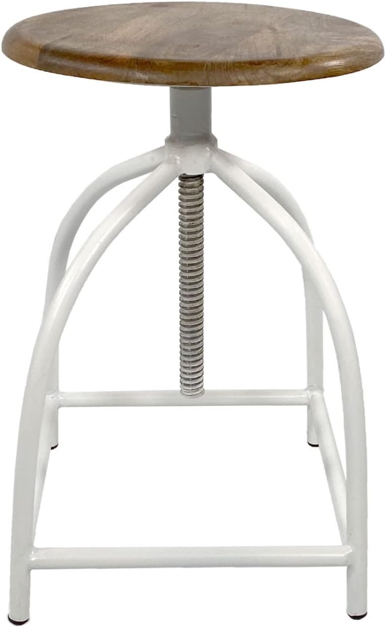 casamia Drehhocker höhenverstellbar Liverpool Holz Metall Industrial Farbe weiss 1 Hocker, Weiss 1 H