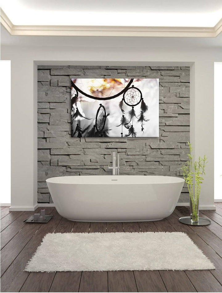 Pixxprint Traumfänger bei Sonnenuntergang als Leinwandbild/Grösse: 100x70 cm/Wandbild/Kunstdruck/fer