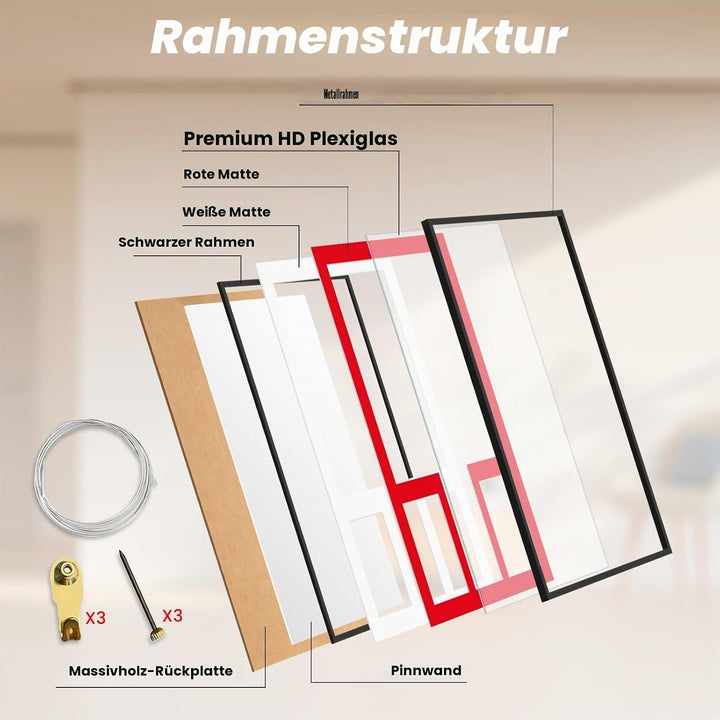 UXENI Objektrahmen Aluminium Bilderrahmen mit Transparentes Acryl,3D Rahmen tief für Objekte,Trikotr
