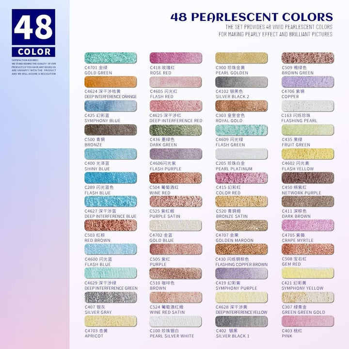 Paul Rubens 48 Aquarellfarben, Perlglanzfarben Solid Wasserfarben Zeichnung Kleine Pfanne mit Metall