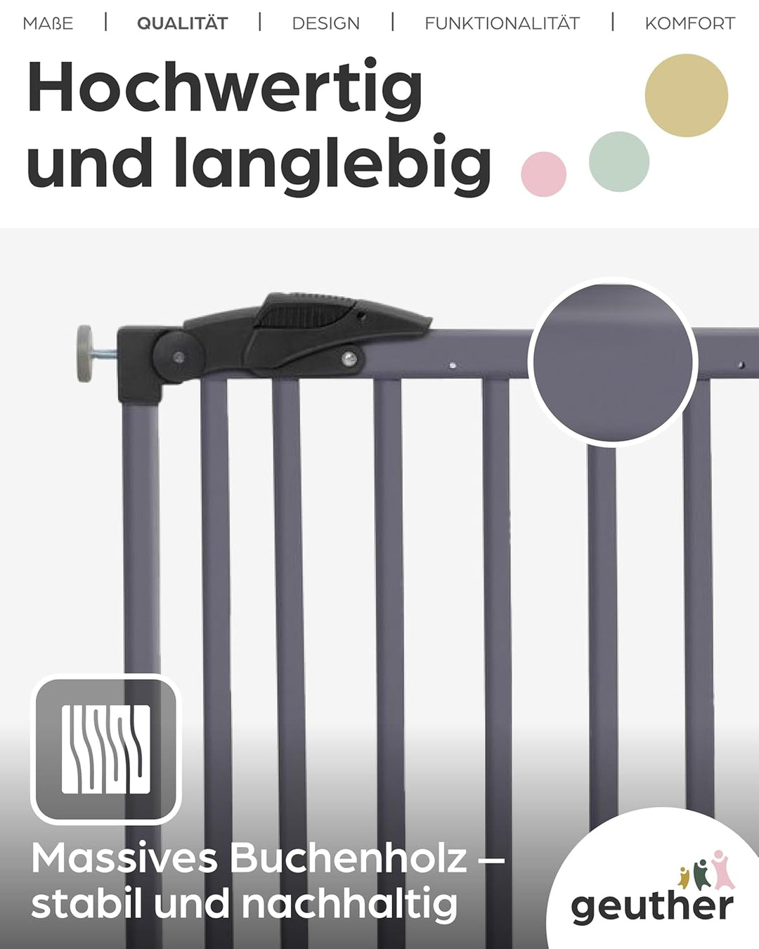 Geuther 2714 schwenkbares Klemm Türschutzgitter Passung: 68 cm -102 cm Türgitter Montage ohne Bohren