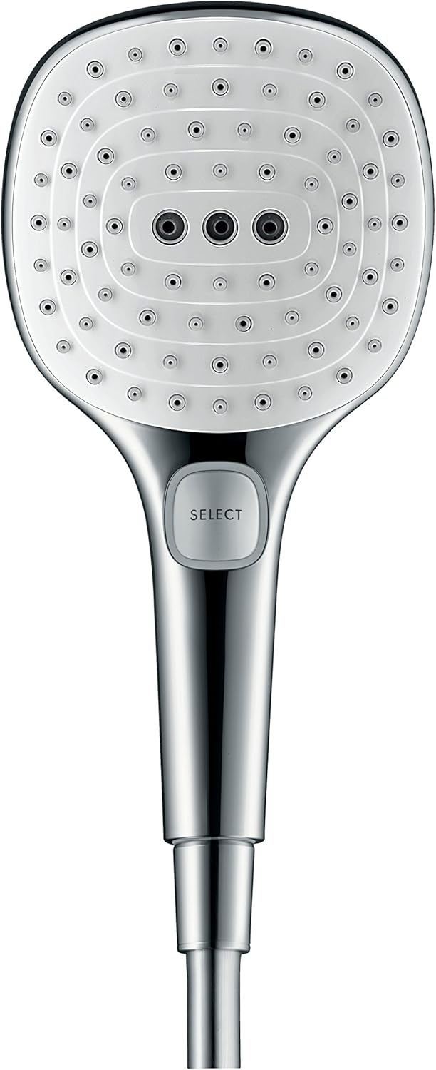 hansgrohe Raindance Select E 120 wassersparendes Duschset 0,65m, 3 Strahlarten, Weiss/Chrom 0,65m Se
