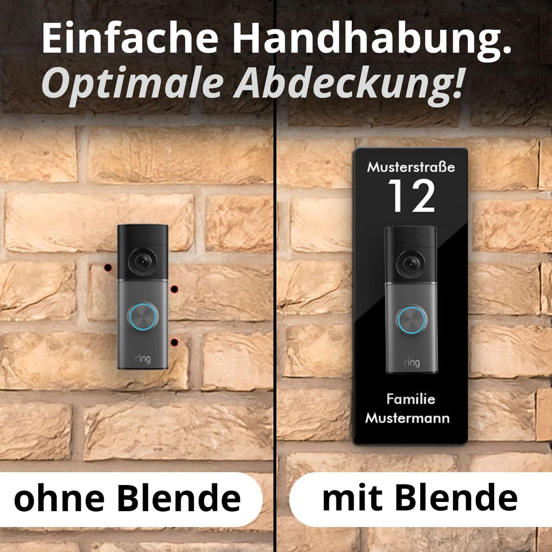 iSecur Personalisierte Blende passend für Ring Videotürklingel Acryl schwarz I Wired Doorbell Pro 3.
