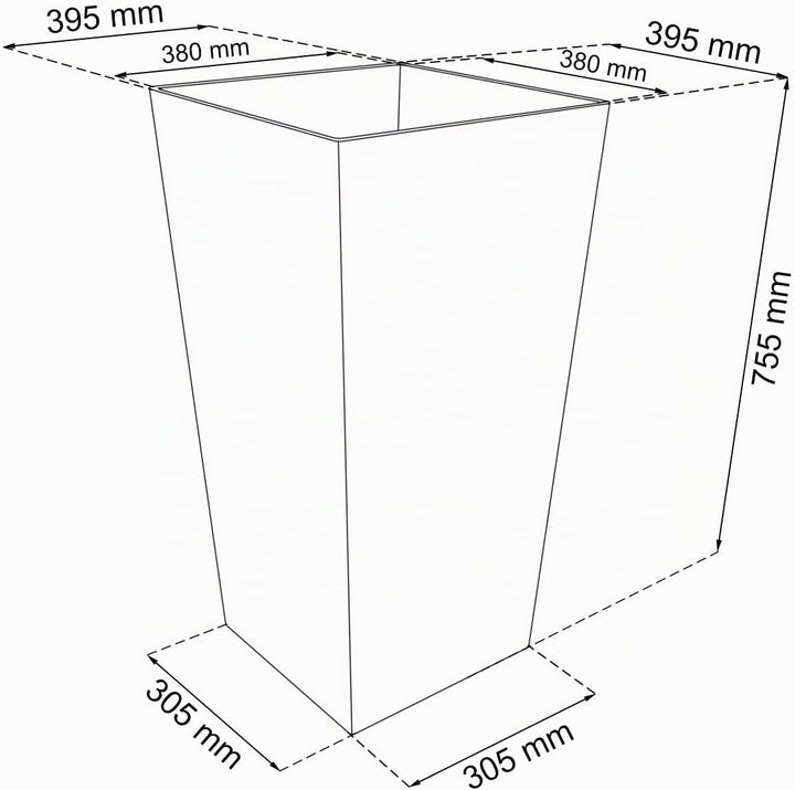 Pflanzgefäss L mit Innenverkleidung, Rattan, 75 cm hoch, anthrazit