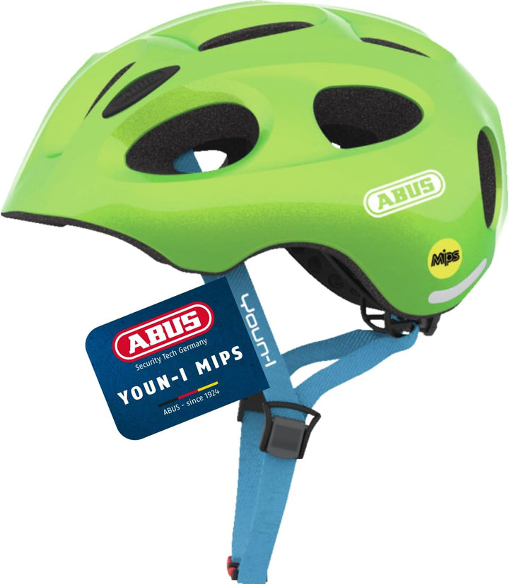 ABUS Kinderhelm Youn-I MIPS - Fahrradhelm mit Licht, Reflektoren und Aufprallschutz (MIPS) - für Mäd