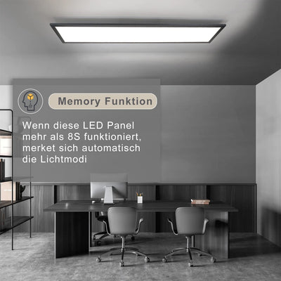 CBJKTX LED Panel Schwarz Deckenleuchte Dimmbar - 120x30CM Deckenlampe Flach Büro mit Fernbedienung W