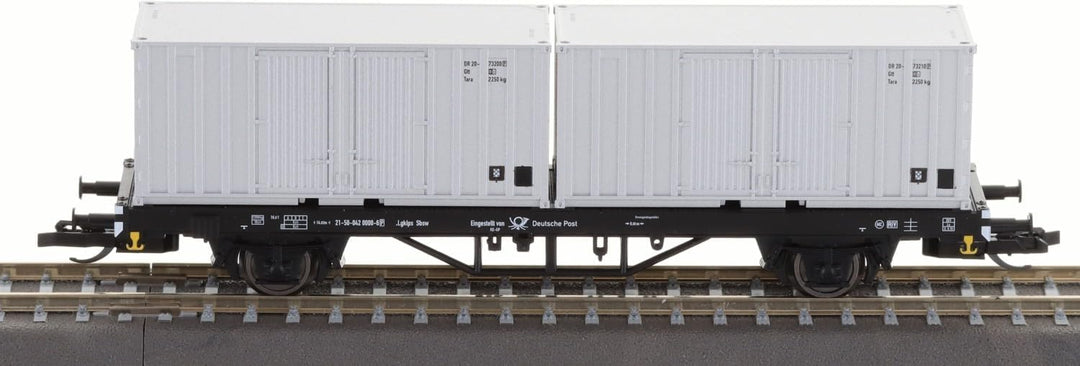 Tillig 01109 TT 2er Set Containertragwagen Lgklps, Deutschen Post, Ep. IV