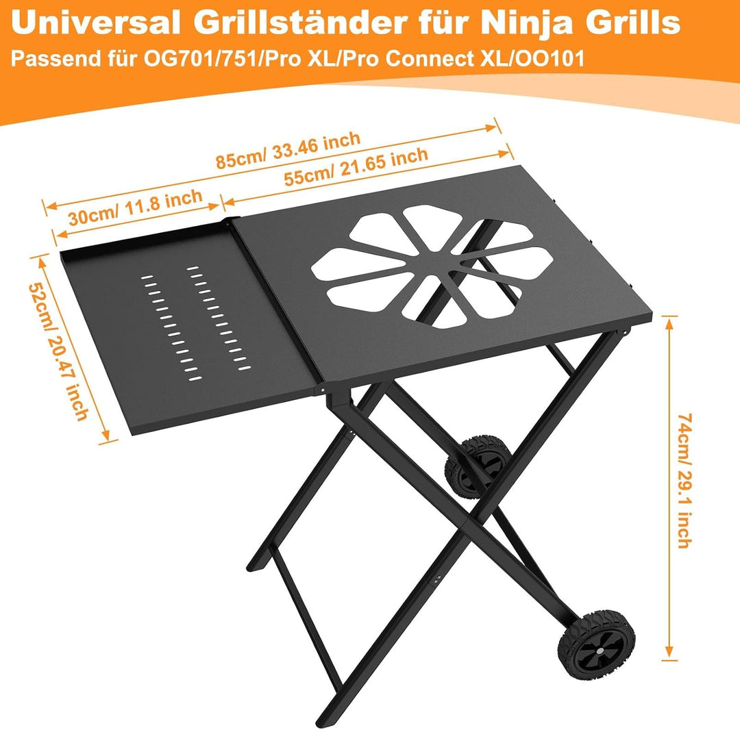 Grillständer für Ninja Woodfire - OG701/OG850/OG951, Faltbarer Ständer und Beistelltisch für Ninja B
