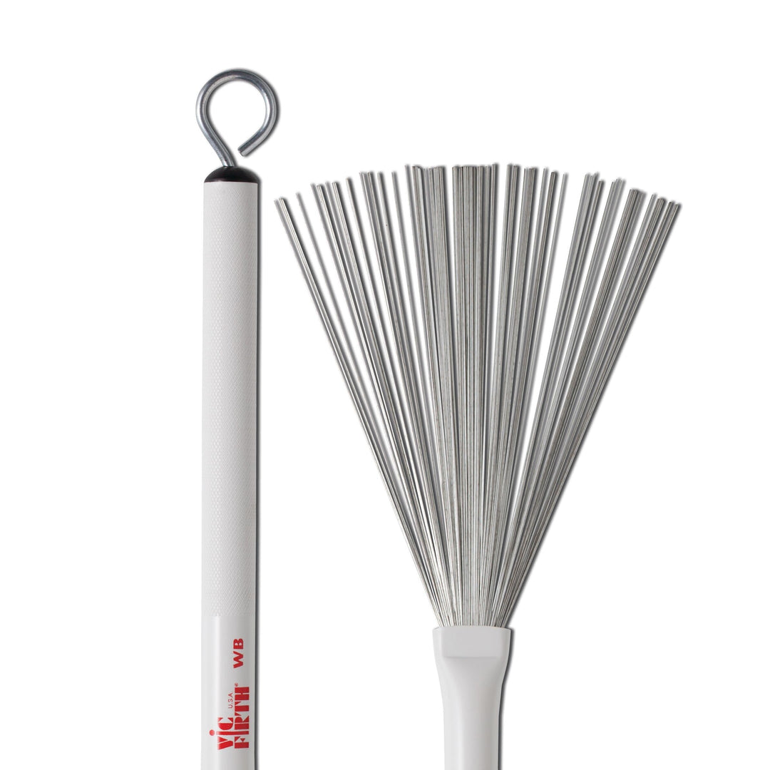 Vic Firth Retractable Wire Jazz Brushes - White Split Single, Split Single