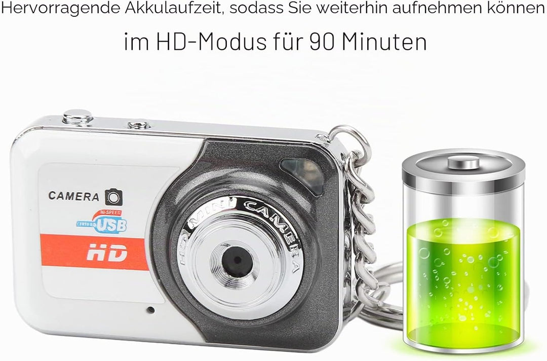 HD Videokamera mit Bewegungserkennung, USB Recorder bis 32 GB Speicher, Schlüsselanhänger Design für
