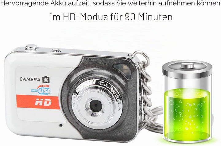 HD Videokamera mit Bewegungserkennung, USB Recorder bis 32 GB Speicher, Schlüsselanhänger Design für