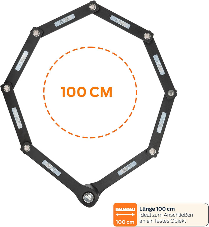 AXA Fold Lite 100 – Faltschloss Fahrrad – Länge 100 cm – Sicherheitsstufe 7 – Leichtes Fahrradschlos