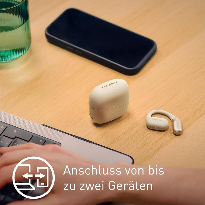 Panasonic RB-F10DE-C Open-Ear Wireless Kopfhörer, Bluetooth Kopfhörer mit ENC Mikrofon, 25 Std. Wied