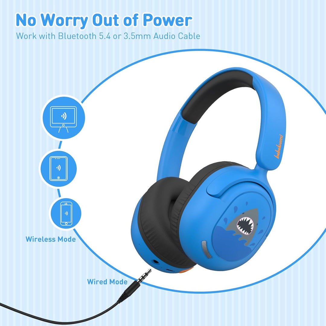 Bluetooth Kopfhörer Kinder, Kabellose KinderKopfhörer mit Mikrofon, 40H Wiedergabe, 74/85/94dB Einst