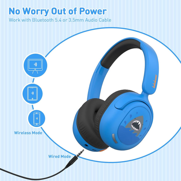 Bluetooth Kopfhörer Kinder, Kabellose KinderKopfhörer mit Mikrofon, 40H Wiedergabe, 74/85/94dB Einst