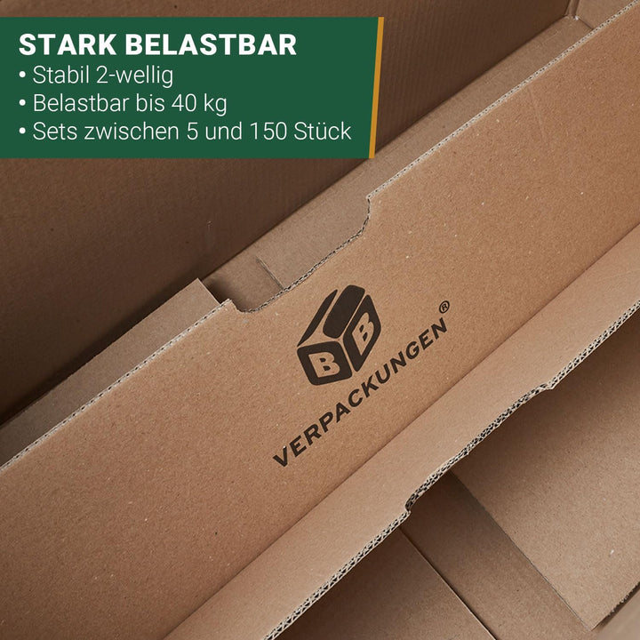 BB-Verpackungen 10 x Umzugskarton aus recycelter Pappe, sehr stabil mit doppeltem Boden (belastbar b