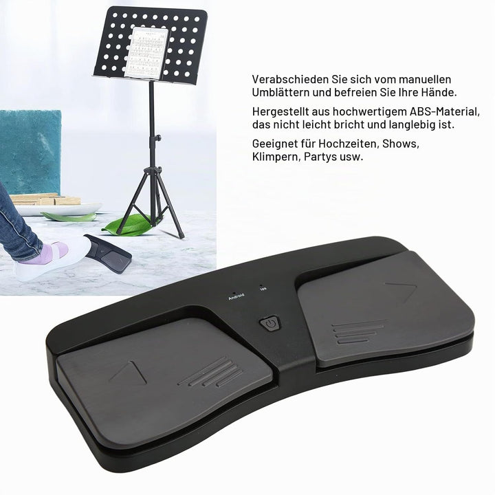 Page Turner Pedal für Tablets, Kabelloses Fusspedal Musik Page Turner für IOS, für Android, Batterie