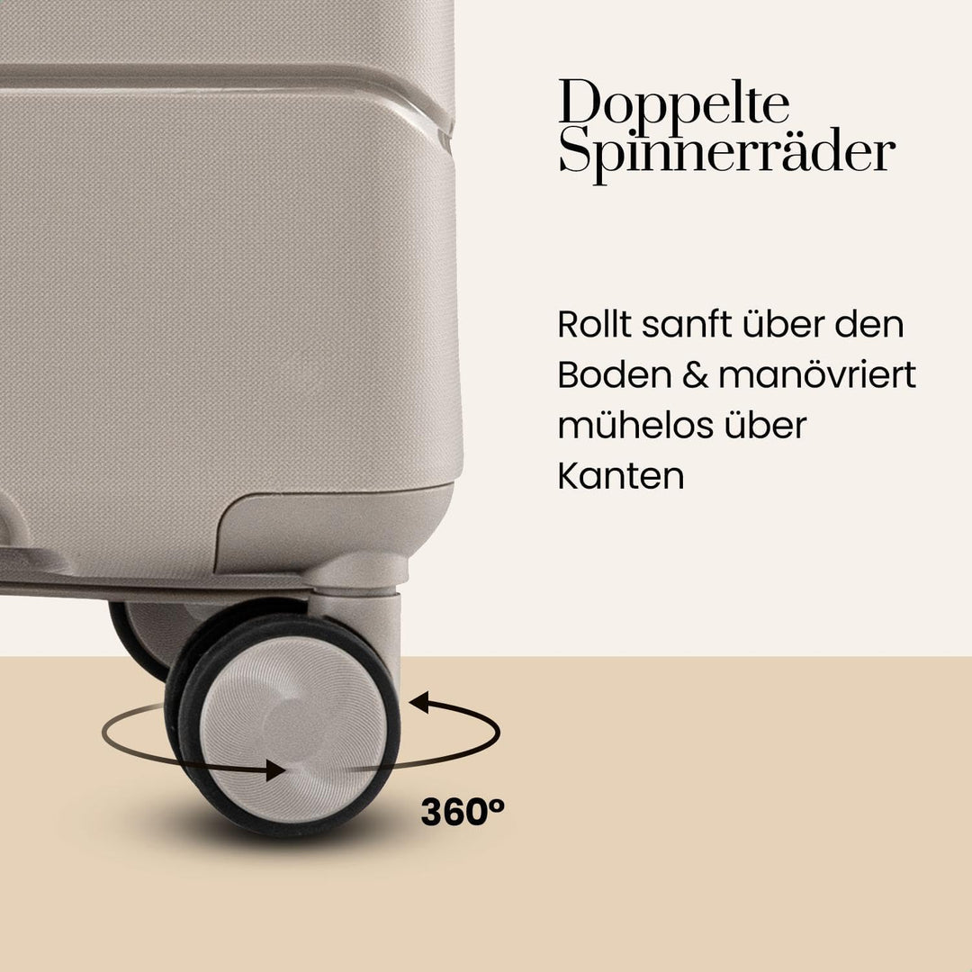 Urban Adventurer Reisekoffer 79L – Beige – Trolley mittelgross Hartschale mit Zahlenschloss &amp; 4 Roll