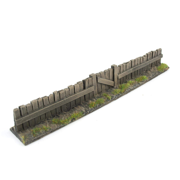 War World Gaming | Holz-Zaun &amp; Tor | Bemalt &amp; Beflockt x 3 | 20-28 mm Tabletop Gelände Modellbau Lan