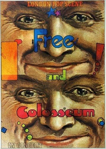 Free and Colosseum - Fire and Water, 1970 » Konzertplakat/Premium Poster | Live Konzert Veranstaltun