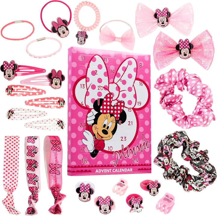 Disney Minnie Mouse Adventskalender 2024, Haarschmuck & Accessoires für Mädchen (Rosa), Rosa