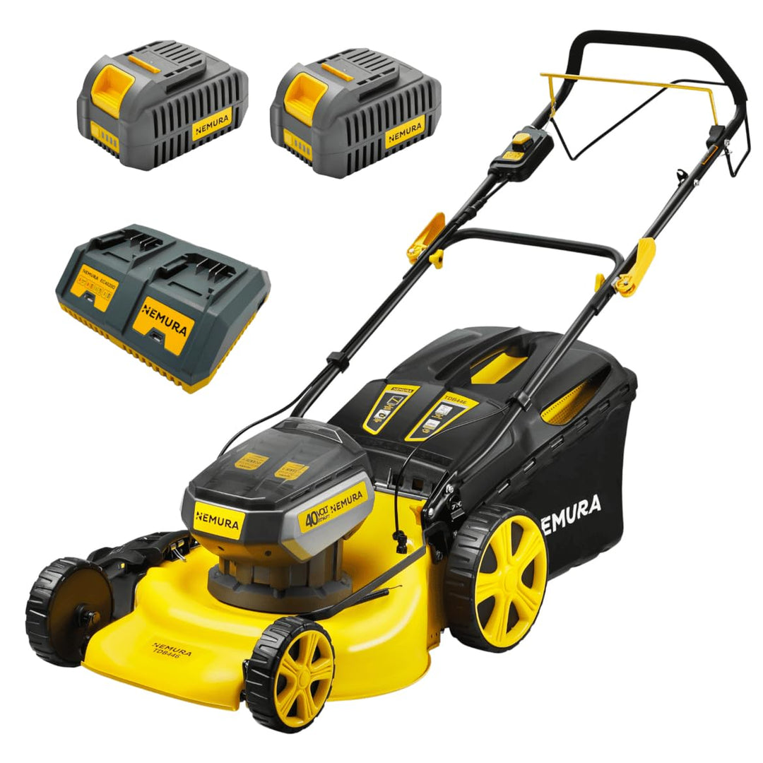 Nemura Akku-Rasenmäher 80V (2 x 4 V) - Schnitt 46 cm - Bis zu 500 m2 - Mulchfunktion - Lieferung mit