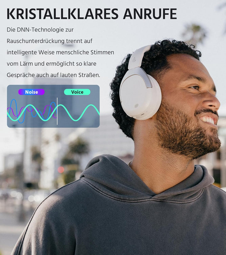 Edifier W830NB Wireless Over Ear Kopfhörer mit -45dB ANC, 94Std. AKKU, LDAC Hi-Res Sound, Spatial Au